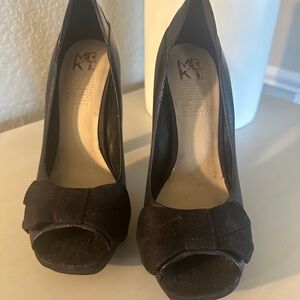 Mrkt Leather & Suede Peep Toe Heels